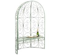 Arche à rosier Rosie en forme de demi pavillon avec banc de jardin , Vert antique Vert G