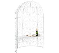 Arche à rosier Rosie en forme de demi pavillon avec banc de jardin , Blanc antique