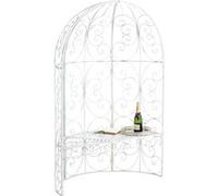 Arche à rosier Rosie en forme de demi pavillon avec banc de jardin , Blanc antique Blanc G