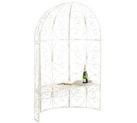 Arche à rosier Rosie en forme de demi pavillon avec banc de jardin , Crème antique