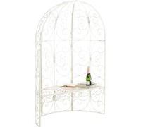 CLP Banc De Jardin Rosie Demi-Cercle I Banquette 2 Places avec Arche A Rosiers en Métal Stable I Demi-Gloriette pour Plantes Grimpantes, Couleur:crème Antique