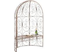 Arche à rosier Rosie en forme de demi pavillon avec banc de jardin , Marron antique