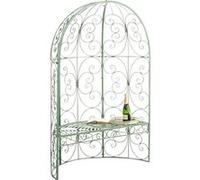 Arche à rosier Rosie en forme de demi pavillon avec banc de jardin , Vert antique