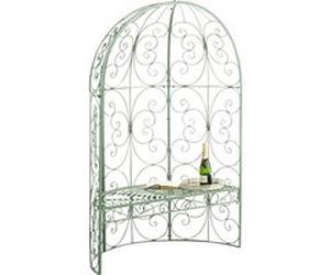 Arche à rosier Rosie en forme de demi pavillon avec banc de jardin , Vert antique Vert G