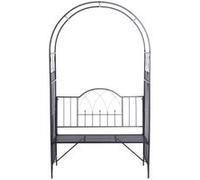 Outsunny Arche à rosiers Banc de Jardin 2 Places 2 en 1 dim. 115L x 59l x 203H cm métal époxy Noir