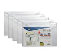 Arche A5 Carry File Popper Wallet avec bouton pression de fichiers - Classique Transparent (lot de 5) - 33539