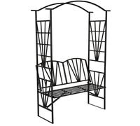 ARCHE - ARCEAU - TECTAKE - Arche de jardin pour Plantes Grimpantes et Rosiers 210 cm x 114 cm - Avec banc en Acier - Noir