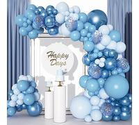 Arche Ballon Anniversaire Bleu, 110pc Kit Guirlande Décoration de Ballon Bleu Métallique, Bleubleu Ciel avec Confettis Ballons pour Baby Shower, Garçon Anniversaire 1 An, Baptême, Décoration d'Fête