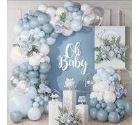 Arche Ballon Anniversaire Bleu Blanc, 122pcs Kit Arche Ballon Bleu Blanc avec Transparent Bleu Macaron, Ballons Baby Shower, Décoration Anniversaire Garçon Bleu Brouillard Mariage Baptême Baby Shower