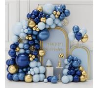 Arche Ballon Anniversaire Bleu Or, 105pcs Kit Guirlande Ballon Bleu Marine avec Ballons Bleu Ciel Ballons Confetti Doré, Décoration Anniversaire Garçon Homme pour Communion Mariage Baptême Baby Shower