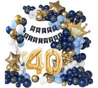 Arche Ballon Anniversaire Kit Ballon Bleu Marine Or - Decoration Anniversaire 40 Ans - Fête en Bleu Marine Or