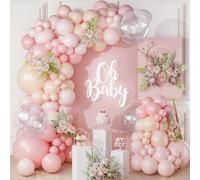 Arche Ballon Anniversaire Rose, 122pcs Kit Arche Guirlande Ballon Rose Macaron Nude avec Ballons Transparent, Décoration Anniversaire Fille Pink Clair pour Baptême Mariage Baby Shower Fiançailles
