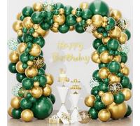Arche Ballon Anniversaire Vert Foncé et Or, 110 Pièces Arche de Ballon Vert Or avec Confetti Dorés Ballons, Ballon Noel Guirlande pour Decoration Anniversaire Fête, Noël, Mariage, Baptême, Nouvel An