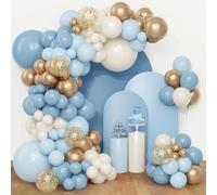 Arche Ballon Bleu-QIFU 108 Pcs Kit Arche Ballon Bleu Or Avec Ballons Blanc Sable Doré Bluey Poussiéreux Decoration Anniversaire Garcon Pour Communion Baby Shower, Mariage, Bapteme Anniversaire Bluey