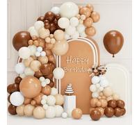 Arche Ballon Marron, 100 Guirlande Ballons Anniversaire Beige Marron et Blanc Creme, Kit Arche Ballon pour Gender Reveal Baby Shower Mariage Bapteme, Décorations Fête Anniversaire