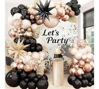 Arche Ballon Noir Or Beige,116 Pièces Guirlande Ballon Anniversaire Noir Or