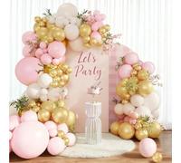 Arche Ballon Rose Or blanc, 110 Pièces Arche Ballons Anniversaire Rose Pastel Blanc Or, Ballons Baudruche pour Decoration Bapteme Fille, Evjf, Anniversaire Fille, Baby Shower, Mariage, Bapteme