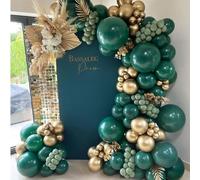 Arche Ballon Vert Foncé,126 Kit Arche Ballon Vert et Or avec Green Gold Balloon Arch Garland Kit,Ballon Vert Sauge pour Decoration Anniversaire Fête,Baby Shower,Mariage,Jungle Safari Party Decoration