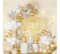Arche Ballons Beige, 114pcs Kit Guirlande Ballon Decoration Anniversaire Blanc Sable, Beige Abricot Ballon Guirlande pour Anniversaire Decoration, Mariage, Bébé Shower, Décoration de Fête Bohème