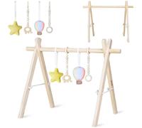 Lionelo Anis Arche de Jeu Bébé en Bois - Baby Gym Montessori avec Jouets Sensoriels Amovibles, Structure Pliable et Légère, Développement Sensoriel et Coordination, Dès la Naissance, Idée Cadeau
