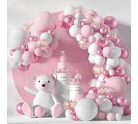Arche de Ballons Blanc-Rose 107 Pièces-Arche de bollons pour Décorations De Noce- Baby Shower, Anniversaire, Mariage et Baptême -Zenda club® (Blanc-Rose)