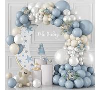 Arche de ballons bleu poussiéreux et blanc, guirlande de ballons bleu ardoise nacré blanc ivoire, différentes tailles 45,7/30,5/25,4/12,7 cm pour fête prénatale, fête prénuptiale, mariage, fête