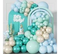 Arche de ballons bleu sarcelle, guirlande de ballons bleu sarcelle, bleu macaron, vert, blanc perle, sable, turquoise métallisé, vert menthe pour anniversaire, fête prénatale, sous la mer, océan