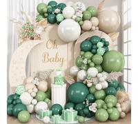 Arche de ballons en latex à double rembourrage vert sauge, olive, vert poudré, marron, beige, neutre - ballons en latex pour fête prénatale, anniversaire, décoration de fête safari dans la jungle