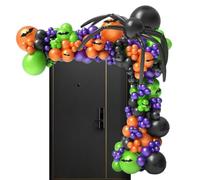 Arche De Ballons Halloween Multicolore Noir Orange Vert