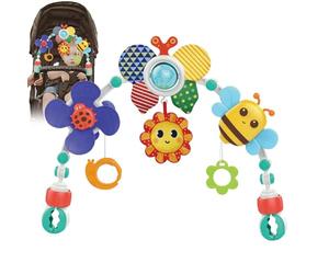 Arche de crèche d'activités - 48,4 cm - Jouet de gymnastique - ABS Pieuvre Toy Bar - Poussette pliable avec boîte à musique, miroir, anneau de dentition, moulin à vent et pince réglable pour lit