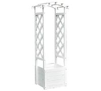 Arche de Fleurs en Bois Blanc de Melko - Treillis et Colonne de Rose - Pot de Fleur - Cadre Blanc