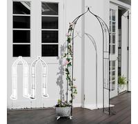 Arche De Jardin 80 * 205cm Treillis pour Plantes Grimpantes Extérieur Structure Arches Métal Pergola De Jardin Arche Extérieure pour Fleurs Vignes Décoration Mariage Fête(Noir)