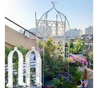 Arche De Jardin 80 * 205cm Treillis pour Plantes Grimpantes Extérieur Structure Arches Métal Pergola De Jardin Arche Extérieure pour Fleurs Vignes Décoration Mariage Fête(Blanc)