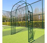 Arche de jardin - Arche de mariage vert foncé pour terrasse et allée, assemblage facile, sans outils, revêtement résistant à la rouille, parfait pour les plantes grimpantes (340 x 40 x 230 cm)