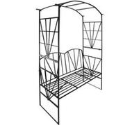 Outsunny Arche de Jardin avec Banc 2 Places, Arche à rosiers de Jardin pour Plantes grimpantes, Fleurs - décorer Mariage cérémonie, dim. 115L x 54l x 203H cm Noir