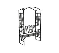 Arche de jardin avec banc et portillon Résistant aux intempéries noir