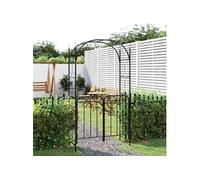 Arche de jardin avec portail noir 108x45x235 cm acier