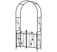 Outsunny Arche de jardin Arceau à rosiers avec double porte acier thermolaqué 107×45×217 cm Noir