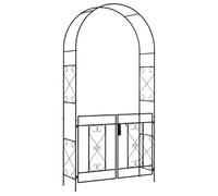 Arche de jardin avec portillon treillis style fer forgé métal époxy noir