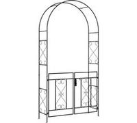Arche de jardin avec portillon treillis style fer forgé métal époxy noir