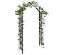 Arche De Jardin Avec Treillis En Métal Costway-116 X 40 X 223 Cm-Toit Élégant-4 Piquets De Sol-Pour Rosiers Plantes Grimpantes Multicolore