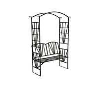 Arche de jardin banc et portillon en acier résistant, noir