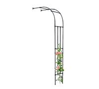 Arche de jardin contre mur en métal - 240 cm de haut - Pergola robuste pour plantes grimpantes - Décoration extérieure pour garage et terrasse - Fixation murale (noir)