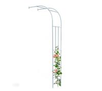 Arche de jardin contre mur en métal Demi-rose 240 cm de haut robuste pour décoration de garage et terrasse, montage mural facile (blanc)