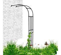 Arche de Jardin Demi-latérale en Métal, Arche Murale pour Rosiers et Plantes Grimpantes, Pergola Treillis Extérieur en Acier Stable, Résistante aux Intempéries, H240cm(Noir,W180XH240CM)