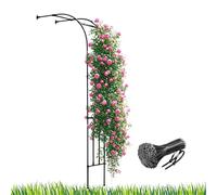 Arche de jardin demi-latérale en métal pour plantes grimpantes - Treillis de fleurs en acier - 240 cm de haut x 150 cm de large - Support de rose pour terrasse, jasmin et pelouse (noir, 180 x 240 cm)