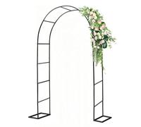 Arche de jardin d'extérieur robuste avec cadre en acier et pergola pour plantes grimpantes - Kit de décoration noir (140 x 230 x 40 cm)