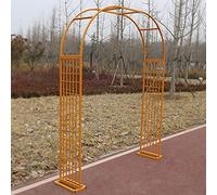 Arche de jardin d'extérieur, treillis galvanisé robuste avec base amovible, support de plante en métal résistant à la rouille pour rosiers grimpants, couleur or, 2,2 x 2,3 m