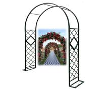 Arche de jardin en acier robuste avec pots de fleurs - Support de 230 cm de haut pour plantes grimpantes, roses et légumes - Parfait pour la décoration extérieure et la décoration de mariage (blanc)