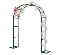 Arche de jardin en acier vert avec treillis pour plantes grimpantes, tonnelle d'extérieur en métal avec base pour mariages, large auvent de terrasse (180 cm de large x 220 cm de hauteur)